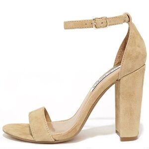 Steve Madden Carrson Sand Suede Leather Ankle Strap Heels
